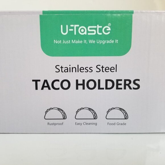 Taco Holders Stainless Steel U-Taste Soft Hard Taco Shell Rack Set of 4 - Picture 7 of 13